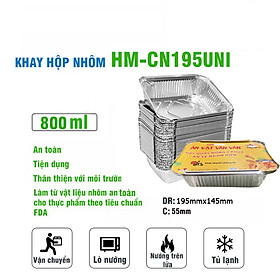 Sét 50 chiếc hộp nhôm chữ nhật dùng một lần - 800ml HM-CN195UNI