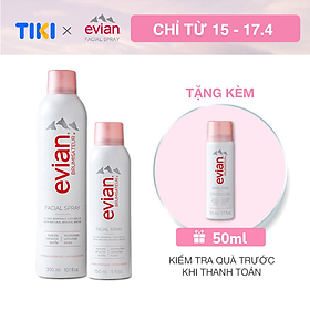 Combo 2 xịt khoáng cấp ẩm và làm dịu da Evian 300ml + 150ml