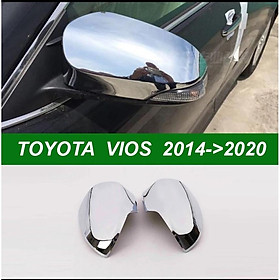 Ốp gương chiếu hậu cho xe Toyota Vios 2014-2018, 2019- 2021 mạ crom cao cấp