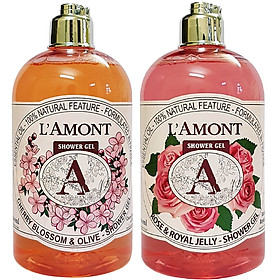 Hình ảnh Review Combo Sữa Tắm L'amont En Provence Cherry Blossom Shower Gel Hương Hoa Anh Đào + Hoa Hồng (500ml / Chai)