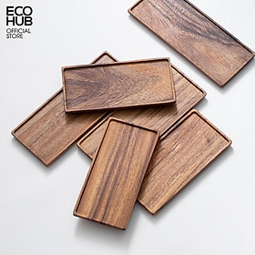 Mua Khay gỗ chữ nhật nhỏ ECOHUB đựng đồ ăn nhẹ  cà phê E00316