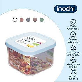 Mua Hộp thực phẩm vuông Hokkaido 1500ml Thân Trắng trong + Nắp Xanh/ Hồng/Cam
