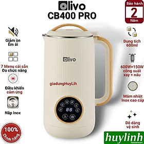 Máy Nấu Sữa Hạt, Máy Làm Sữa Hạt OLIVO CB400 Thương Hiệu Mỹ, Gồm 7 Chức Năng Cài Đặt Sẵn Dung Tích 0.6 Lít Công Suất 600 W - Hàng Chính Hãng