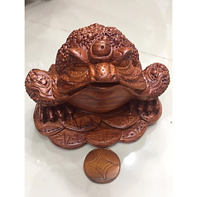 Mua Cóc ngầm đồng tiền   gỗ hương  kích thước cao 11cm x ngang 16 x sâu 16cm  thích hợp để trang thần tài  hút tài lộc cho gia chủ