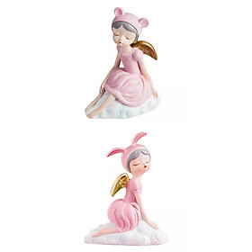 2 Pieces Modern Girl Statue Ornament Craft Desk for Birthday Home Office