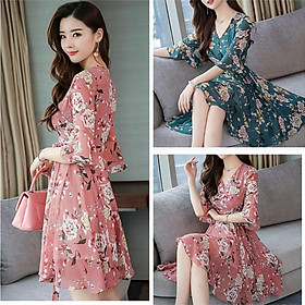 Đầm Nữ Thắt Eo Họa Tiết Cao Cấp