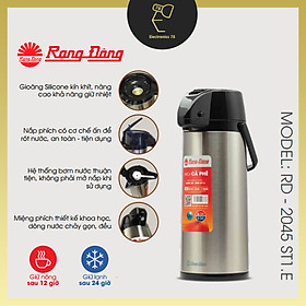 Phích nước nóng Inox cao cấp, Phích giữ nhiệt Rạng Đông 1045 ST1.E - Cần bơm rót nước