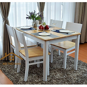 Bộ bàn ăn 4 ghế Cherry 1m2 MÀU TRẮNG xuất khẩu