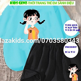 Bộ cotton mặc nhà CHO BÉ GÁI 25-45kg, 2 tuổi - 15 tuổi-thun cao cấp 4 chiều chính KIDS GENZ