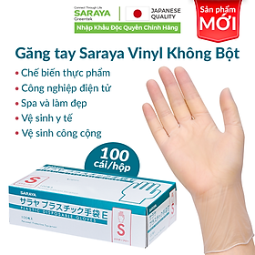 Mua Găng tay Saraya Vinyl Không Bột dùng trong thực phẩm  vệ sinh  y tế  công nghiệp điện tử - 100 Cái/hộp