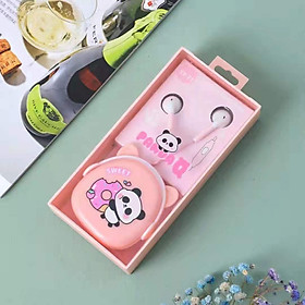 Mua Bộ Tai Nghe Và Hộp Đựng Hình Gấu Trúc Cute - Có Micro Đàm Thoại - Mẫu S