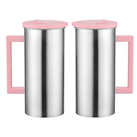 2 Pcs Stainless Steel 1.8 Litre Water Pitcher Pink Jug Kitchen Restaurant