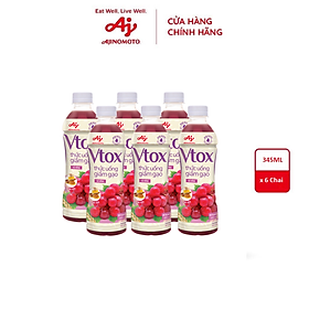 Combo 6 Chai Thức Uống Giấm Gạo Vtox - Vị Nho 345ml Chai