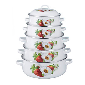 Bộ 5 nồi tráng men sứ nắp men cao cấp - với 5 kích thước khác nhau