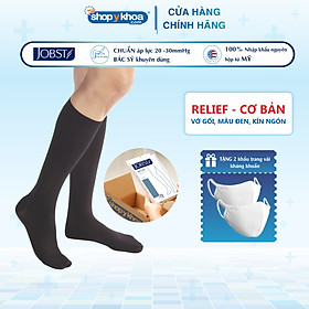 Vớ y khoa gối JOBST Relief - Cơ bản, màu đen, kín ngón, 20-30mmHg, giãn tĩnh mạch chân (tất y khoa)