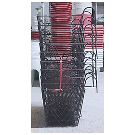 10 Giỏ Sắt 24x23cm Hình Vuông Màu ĐEN Treo Chậu Hoa Lan Can Ban Công
