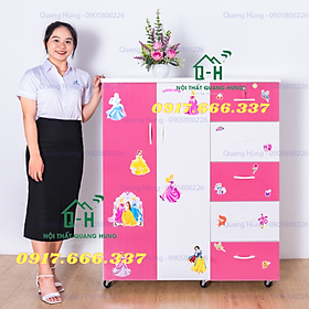 Tủ Nhựa Đài Loan 2 Cánh 5 Hộc 125x106x42CM  Đựng Quần Áo, Đồ Dùng cho Gia Đình Cao cấp - Sang Trọng