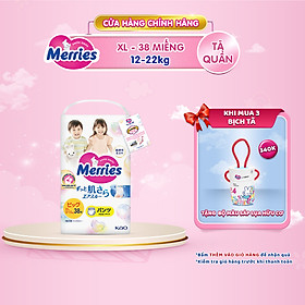 Tã/bỉm quần Merries size XL - 38 miếng (dành cho bé từ 12 - 20kg)