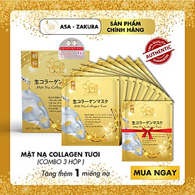 Combo 9 Túi Mặt Nạ Collagen Tươi dưỡng da Nhật Bản chống lão hóa, trắng sáng da và giúp da mềm mịn săn chắc - Tặng 1 Túi Mặt Nạ Collagen