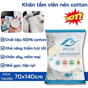 Khăn Tắm Viên Nén Du Lịch Cotton (70x140cm) Nhỏ Gọn Tiện Dụng