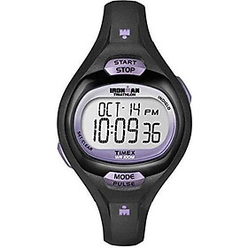 Timex Women's T5K187 Ironman Pulse Calculator Black/Purple Resin Strap Watch