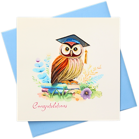 Thiệp Giấy Xoắn Nghệ Thuật - Cú Mèo Tốt Nghiệp - Graduation Owl - Congrulations - 15 x 15 - VN2XM115C32E1