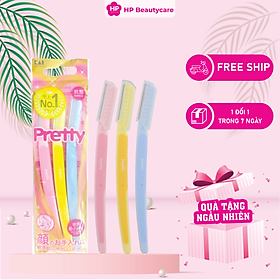 Dao Cạo Lông Mày Cán Dài Kai Pretty 01628-GA0053  (Set 3 cây)