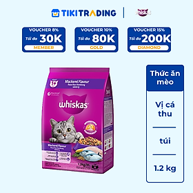 Thức Ăn Cho Mèo Whiskas Adult 1+ YearsVị Cá Thu 1.2kg/Túi