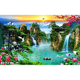 Mua TRANH DÁN TƯỜNG 3D SƠN THUỶ HỮU TÌNH THÁC NƯỚC ĐẸP NHIỀU MẪU - TRANH NON NƯỚC HỮU TÌNH