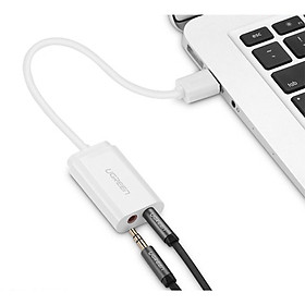 Dây USB 2.0 UGREEN US205 mở rộng sang đồng thời 2 cổng 3.5mm cho tai nghe + mic (DISABLE) - Hàng chính hãng
