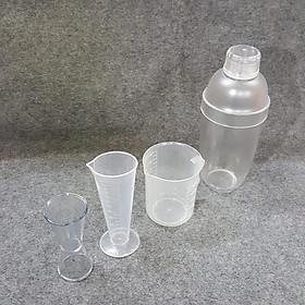 Mua Combo 4 dụng cụ pha chế quầy cà phê - Shaker 700ml vạch chia in mờ