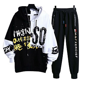 Mua SET ĐỒ THỂ THAO NAM NỮ ULZZANG - SET NỈ THỂ THAO SỌC UNISEX, Set Nỉ Bông HALOWEEN Unisex Đồ bộ thun dày form rộng oversize, Set Bộ 2 Món Quần Dài + Áo Hoodie Nón Nam Chất Vải Nỉ (2 Dọc Chữ + So 2 