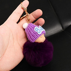 Creative Women Girls Key Chain Ring Keychain Keyring Key Fob Metal Gift Car Decor Sleeping Baby Doll Plush Pendant