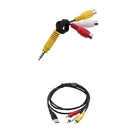 USB Male to 3 RCA Male +  3.5mm Male to 3 RCA Female Cable