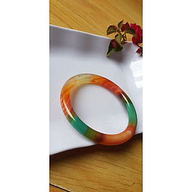 Vòng tay đá mã não tứ quý mới đỏ cam xanh dương xanh lá cam trắng vân sọc xéo xéo rất đẹp Vòng Ni 59mm x cọng 7,8mm Nữ 58kg - 70kg đeo Món quà tặng nữ ý nghĩa ạ