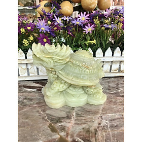 Tượng Long Quy ( Rùa đầu Rồng ) phong thủy đá ngọc Onyx đặt bàn thờ, bàn làm việc - Dài 15cm