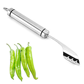 2pcs Polly bằng thép không gỉ Carottier hòa tan các công cụ thép không gỉ có răng cưa có các lỗ treo, được sử dụng cho trái cây, rau, ớt, để  hạt