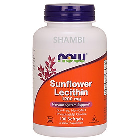 Thực phẩm bảo vệ sức khỏe Sunflower Lecithin 1200mg 200 viên nhập khẩu chính hãng NOW USA, Hỗ trợ hoạt động của trí não, sa sút trí tuệ, hỗ trợ tốt cho chức năng dẫn truyền thần kinh