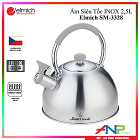 Ấm Đun Nước Siêu Tốc Bằng inox 304 Elmich Smartcook SM-3328 (Có Còi Báo Khi Nước Sôi) - Hàng Chính Hãng