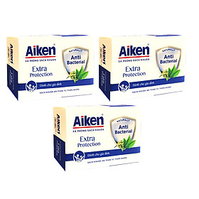 Combo 3 Xà Phòng Aiken Extra Protection Sạch khuẩn An Toàn Tự Nhiên (90gr*3)