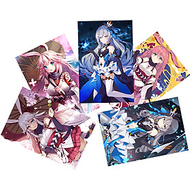 Tranh Poster set 5 tấm Honkai Impact 3 A4 21cm x 30cm nhiều mẫu khác nhau