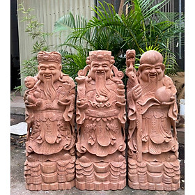 Bộ tượng phật tam đa phúc lộc thọ bằng gỗ hương đá liền khối đẹp long lanh kt cao 80×30×24cm