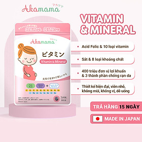 Sắt, Acid Folic, Vitamin Tổng Hợp, Khoáng Chất Cho Mẹ Bầu, Hỗ Trợ Tiêu Hoá, Hạn Chế Rạn Da, Viên Nhỏ, Không Mùi, Vị, Dễ Uống, Akamama Nhật Bản Túi 120 Viên