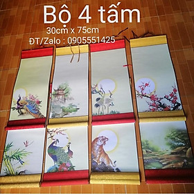 Mua Bộ 4 biểu lụa  viết thư pháp 4 mẫu. Giấy viết thư pháp. Mành tre thư pháp.Biểu bồi lụa trang trí tết.Biểu lụa thư pháp