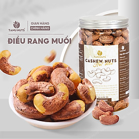 Hạt điều rang muối nguyên hạt TANU NUTS điều vỏ lụa Bình Phước sw 220 giàu dinh dưỡng tốt cho bàu bầu. - Hũ 500gr