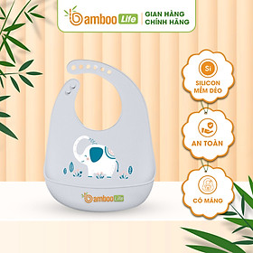 Yếm ăn dặm cho bé Bamboo Life BL068 hàng chính hãng Yếm ăn dặm silicon Yếm ăn dặm có máng chống bám bẩn Đồ dùng ăn dặm cho bé