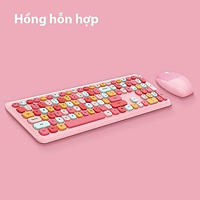 Mua Bộ bàn phím chuột không dây Coputa chuột bàn phím máy tính không dây nhiều màu sắc dễ thương 666