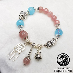 VÒNG TAY HỒNG XANH DƯƠNG THIẾT KẾ S925 HẠT ĐẬU MAY MẮN