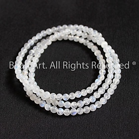 Chuỗi Quấn 3 Vòng 4MM-4.5MM Đá Moonstone, Đá Mặt Trăng Tự Nhiên Ánh Cầu Vồng Loại AA, Hợp Mệnh Kim, Thuỷ, Vòng Tay Phong Thuỷ, Đá Phong Thuỷ, Chuỗi Hạt - Bead Art