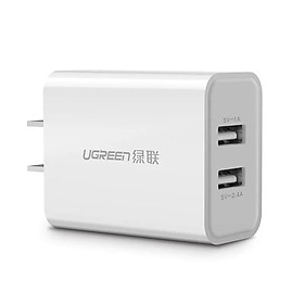 Mua Bộ sạc nhanh 2 cổng USB 5V/2.4A + 1A  Màu Trắng Ugreen 104TH20328CD Hàng chính hãng